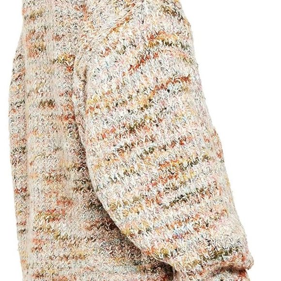 NWT Free People Highland Cable Knit Oversized V-Neck Mendocino Combo Sweater XS - Picture 4 of 13